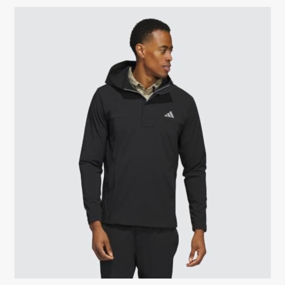 Adidas Golf Ripstop Quarter 1/4 Zip Pullover Hoodie Black Men's Large NWOTs - Picture 2 of 16